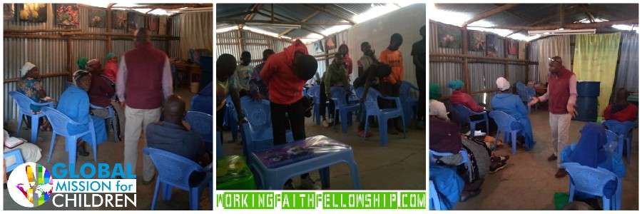 Joseph Preaching The Narrow Way in the Kibera Slum Fellowship Kenya Banner
