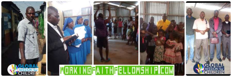 Children worship Jesus Kibera Kenya Banner Slum